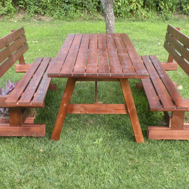 Tavolo Da Giardino Con Panche Separate e Schienale 8 + 2 posti