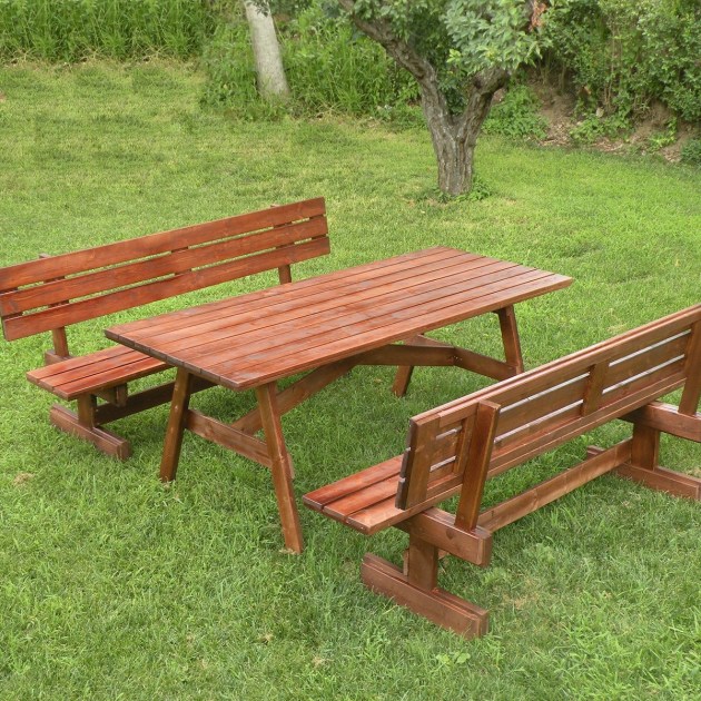 Tavolo Da Giardino Con Panche Separate e Schienale 8 + 2 posti