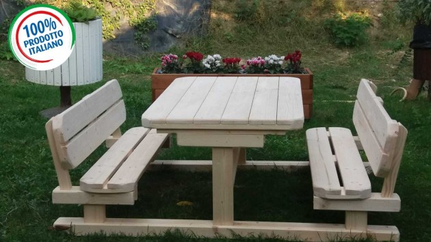 Tavolo Da Giardino Con Panche Separate e Schienale 8 + 2 posti