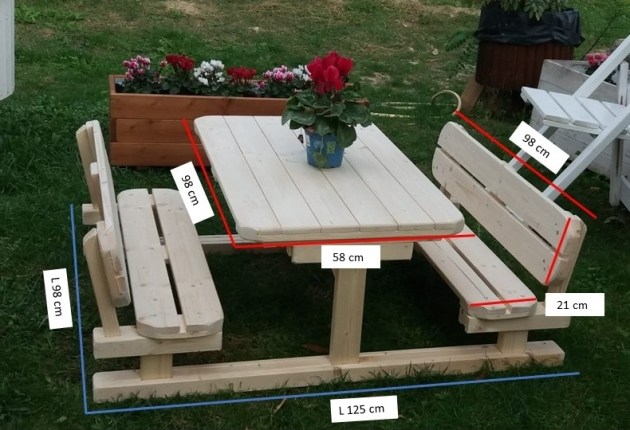 Tavolo Da Giardino Con Panche Separate e Schienale 8 + 2 posti