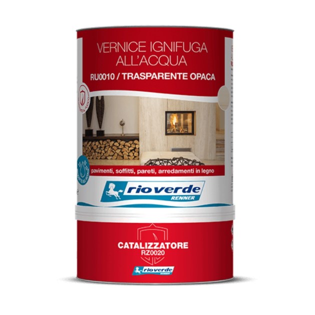 Vernice Ignifuga all'Acqua Classe 1 Trasparente Opaca RU0010 - RZ0020 da 3 lt Rio Verde